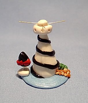 Handmade Miniature Black & White Lighthouse