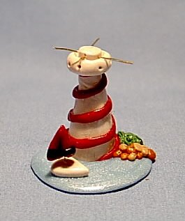 Miniature Lighthouse Figurine Handmade in Red Stripes