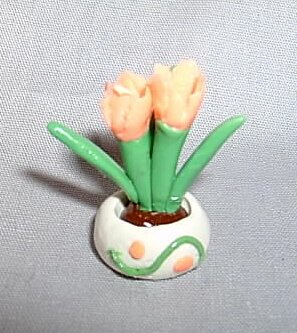 Bright Peach Tulips Unique Miniature Flower Gift